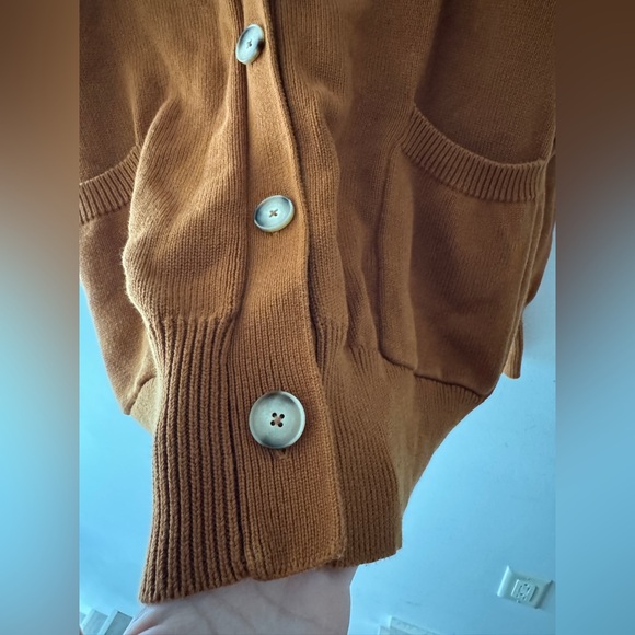 Goumi Organic Knit Button Down Cardigan Sweater Sienna Brown - Picture 4 of 7